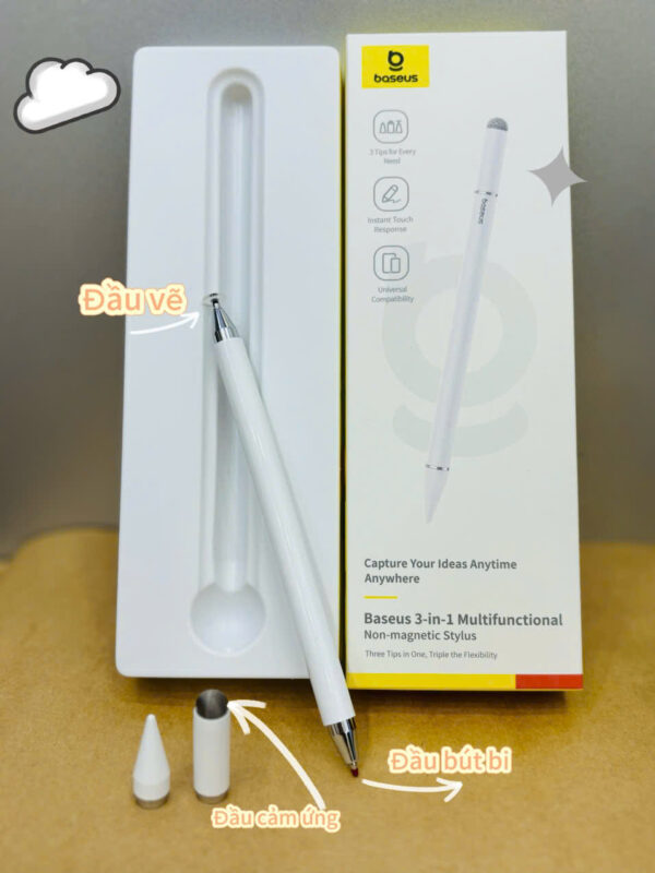 Bút Cảm Ứng Thụ Động Baseus Smooth Writing III 3 trong 1 cho Tablet, điện thoại - Ảnh 2